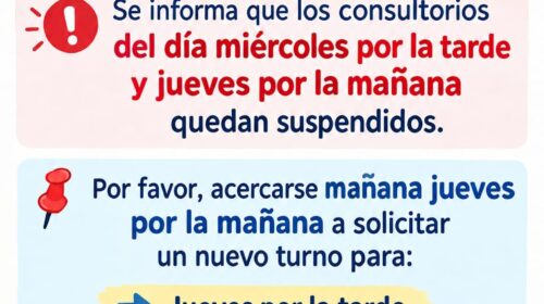 AVISO IMPORTANTE — CENTRO DE SALUD DE VÉRTIZ